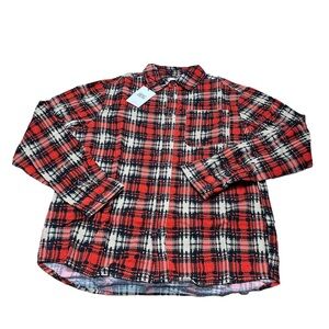 BDG URBAN OUTFITTERS SHIRT MENS MEDIUM RED PLAID FLANNEL COTTON BUTTON UP